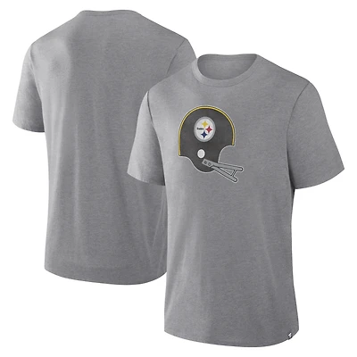 Men's Fanatics Heather Gray Pittsburgh Steelers Vintage Heritage Tribute Tri-Blend T-Shirt