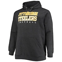 Chandail à capuchon d'entraînement Fanatics Heathered Charcoal Pittsburgh Steelers pour hommes Big & Tall