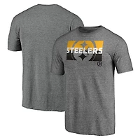 T-shirt pour hommes Fanatics Branded Heathered Grey Pittsburgh Steelers Team Block Party Square Off Tri-Blend
