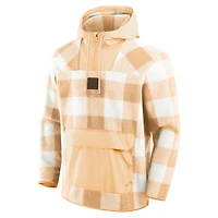 Men's Fanatics Tan Pittsburgh Steelers Elements Plaid Polar Fleece Quarter-Zip Hoodie