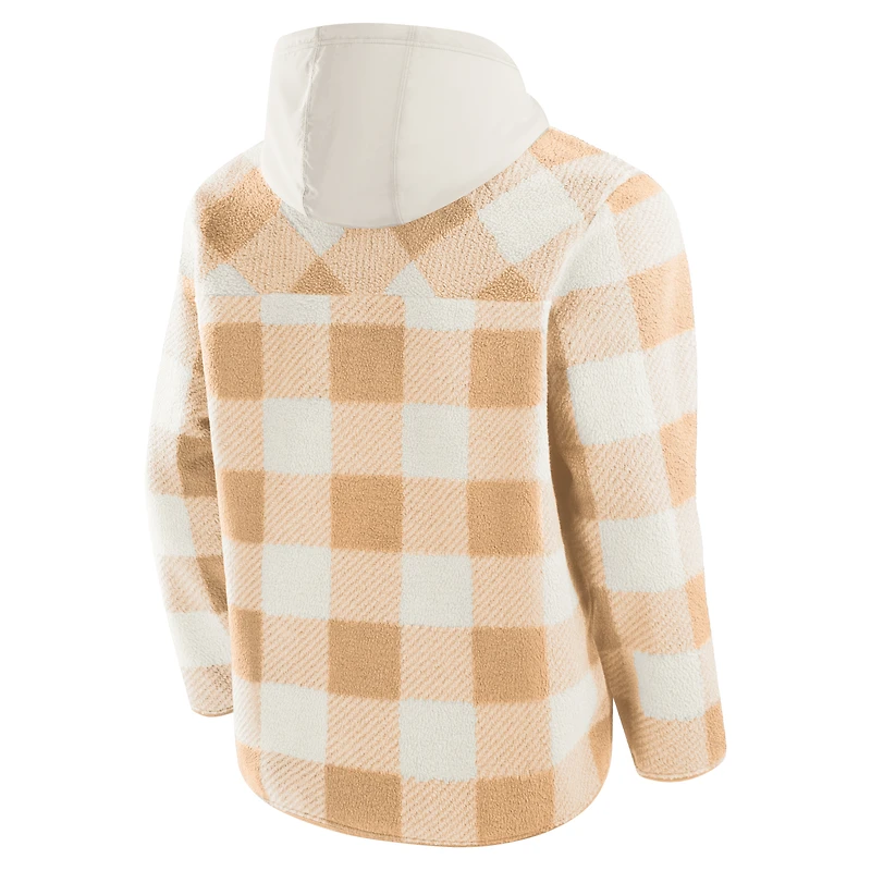 Men's Fanatics Tan Pittsburgh Steelers Elements Plaid Polar Fleece Quarter-Zip Hoodie