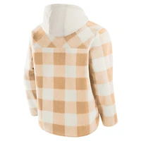 Men's Fanatics Tan Pittsburgh Steelers Elements Plaid Polar Fleece Quarter-Zip Hoodie