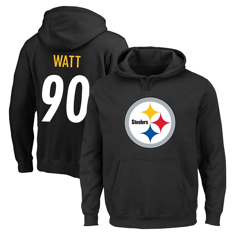 Men's Fanatics T.J. Watt Black Pittsburgh Steelers Big & Tall Name Number Fleece Hoodie