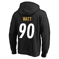 Men's Fanatics T.J. Watt Black Pittsburgh Steelers Big & Tall Name Number Fleece Hoodie