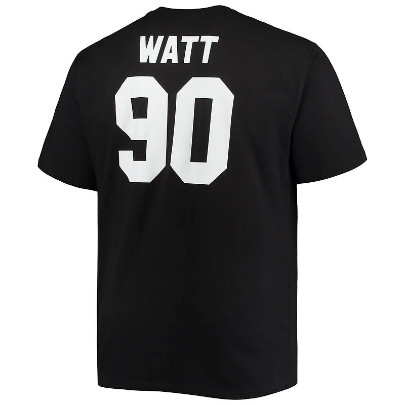 Fanatiques pour hommes T.J. Watt Black Pittsburgh Steelers Big & Tall T-shirt avec nom et numéro de joueur