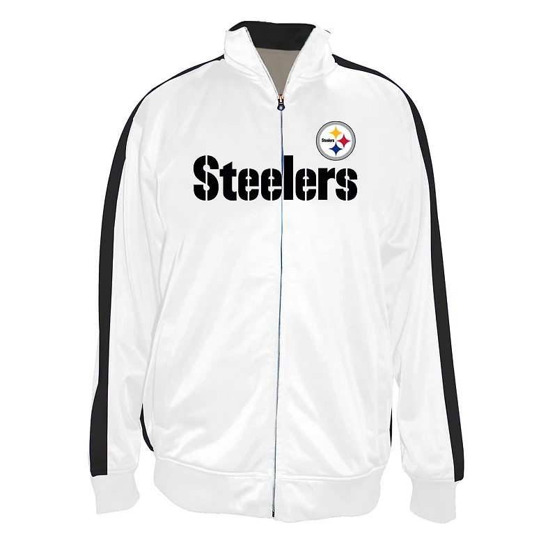 Veste de survêtement zippée en tricot blanche Fanatics pour homme, grande taille, des Steelers Pittsburgh