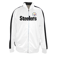 Veste de survêtement zippée en tricot blanche Fanatics pour homme, grande taille, des Steelers Pittsburgh