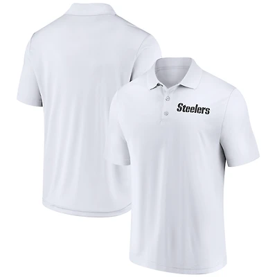 Polo Lockup blanc pour homme Fanatics des Steelers de Pittsburgh