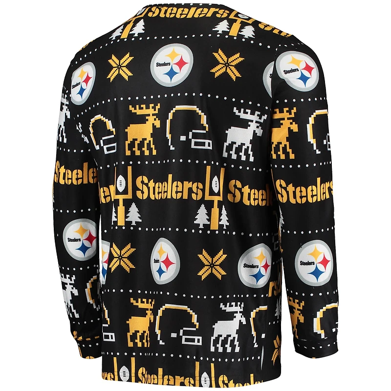 Men's FOCO Black Pittsburgh Steelers Wordmark Ugly - Pajama Set