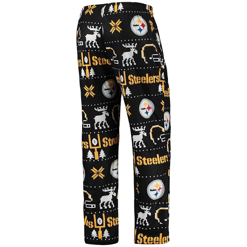 Men's FOCO Black Pittsburgh Steelers Wordmark Ugly - Pajama Set