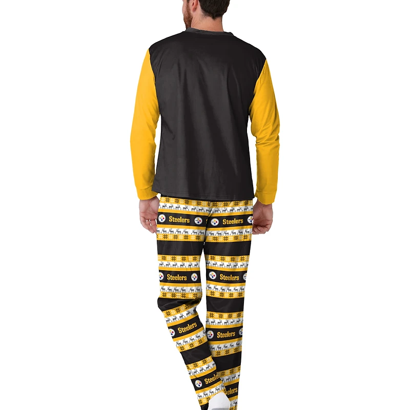 Ensemble de pyjama noir FOCO Pittsburgh Steelers Wordmark Ugly pour homme