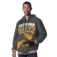 Men's G-III Sports by Carl Banks Black/Charcoal Pittsburgh Steelers Dual Threat Reversable Full-Zip Hooded Jacket