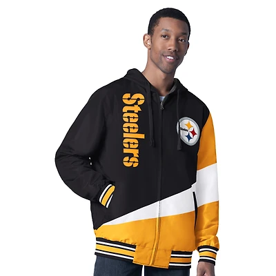 Men's G-III Sports by Carl Banks Black/Charcoal Pittsburgh Steelers Dual Threat Reversable Full-Zip Hooded Jacket