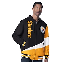 Men's G-III Sports by Carl Banks Black/Charcoal Pittsburgh Steelers Dual Threat Reversable Full-Zip Hooded Jacket
