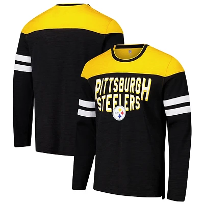 T-shirt à manches longues adaptatif Hail Mary G-III Sports by Carl Banks noir/or pour homme des Pittsburgh Steelers
