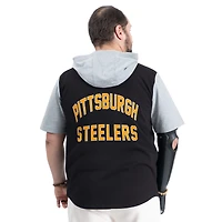 T-shirt à boutons magnétiques G-III Sports by Carl Banks noir Pittsburgh Steelers, équipe domicile adaptative, pour homme