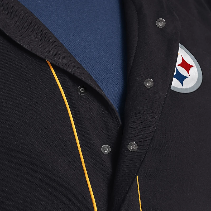 Men's G-III Sports by Carl Banks  Black Pittsburgh Steelers Adaptive Home Team Magnetic Button-Up Top