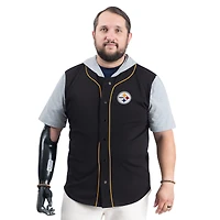 Men's G-III Sports by Carl Banks  Black Pittsburgh Steelers Adaptive Home Team Magnetic Button-Up Top