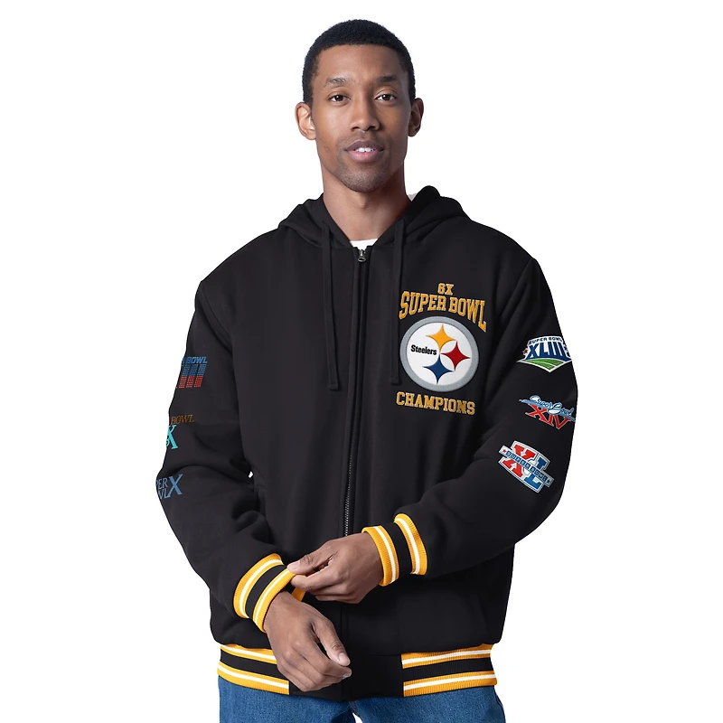 Men's G-III Sports by Carl Banks  Black Pittsburgh Steelers Power Forward Commemorative Full-Zip Hooded Jacket