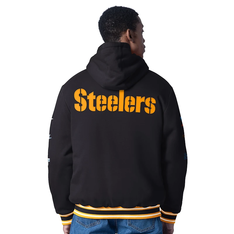 Men's G-III Sports by Carl Banks  Black Pittsburgh Steelers Power Forward Commemorative Full-Zip Hooded Jacket