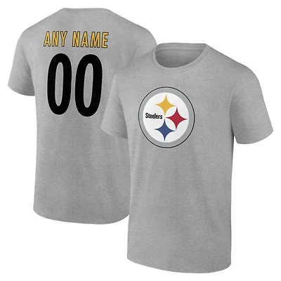 T-shirt authentique Pittsburgh Steelers gris pour homme, personnalisé avec nom et numéro.