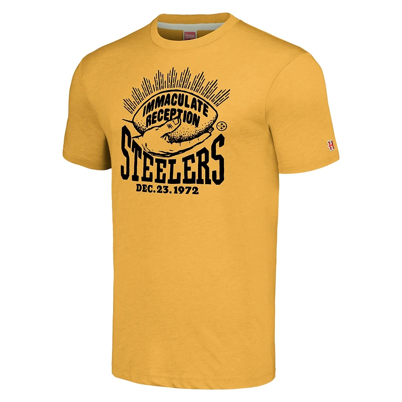 T-shirt de réception Immaculate des Steelers Pittsburgh, hommage à Franco Harris Gold pour hommes