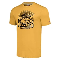 T-shirt de réception Immaculate des Steelers Pittsburgh, hommage à Franco Harris Gold pour hommes