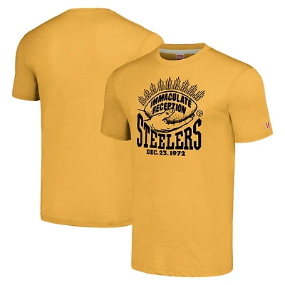 T-shirt de réception Immaculate des Steelers Pittsburgh, hommage à Franco Harris Gold pour hommes