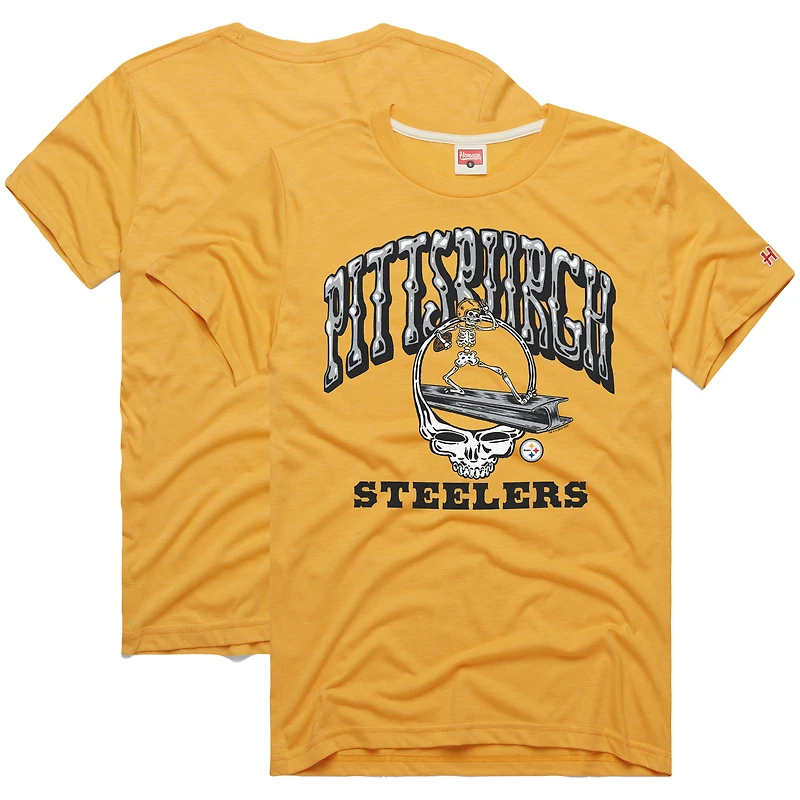 Men's Homage  Gold Pittsburgh Steelers NFL x Grateful Dead Tri-Blend T-Shirt