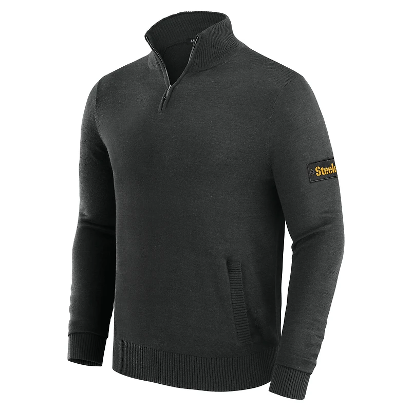 Pull zippé à quart de tour pour homme J. Palmer Black Pittsburgh Steelers