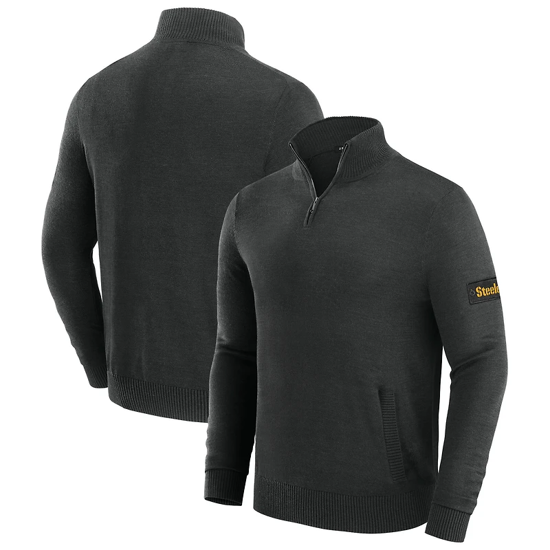 Pull zippé à quart de tour pour homme J. Palmer Black Pittsburgh Steelers
