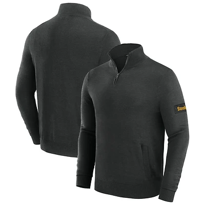 Men's J. Palmer Black Pittsburgh Steelers Franchise Quarter-Zip Sweater