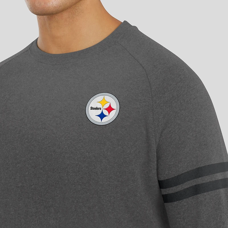 Men's J. Palmer Dark Heather Gray Pittsburgh Steelers Players Lounge Raglan Tri-Blend Sweatshirt