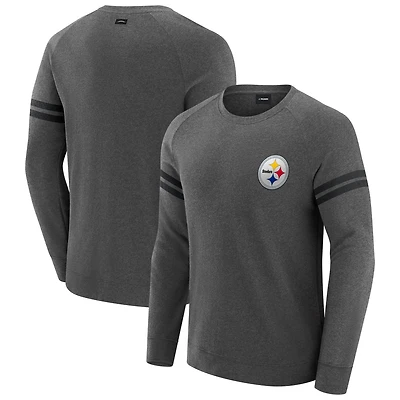 Men's J. Palmer Dark Heather Gray Pittsburgh Steelers Players Lounge Raglan Tri-Blend Sweatshirt
