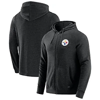 Sweat à capuche zippé J. Palmer gris chiné foncé Pittsburgh Steelers Players Lounge pour homme