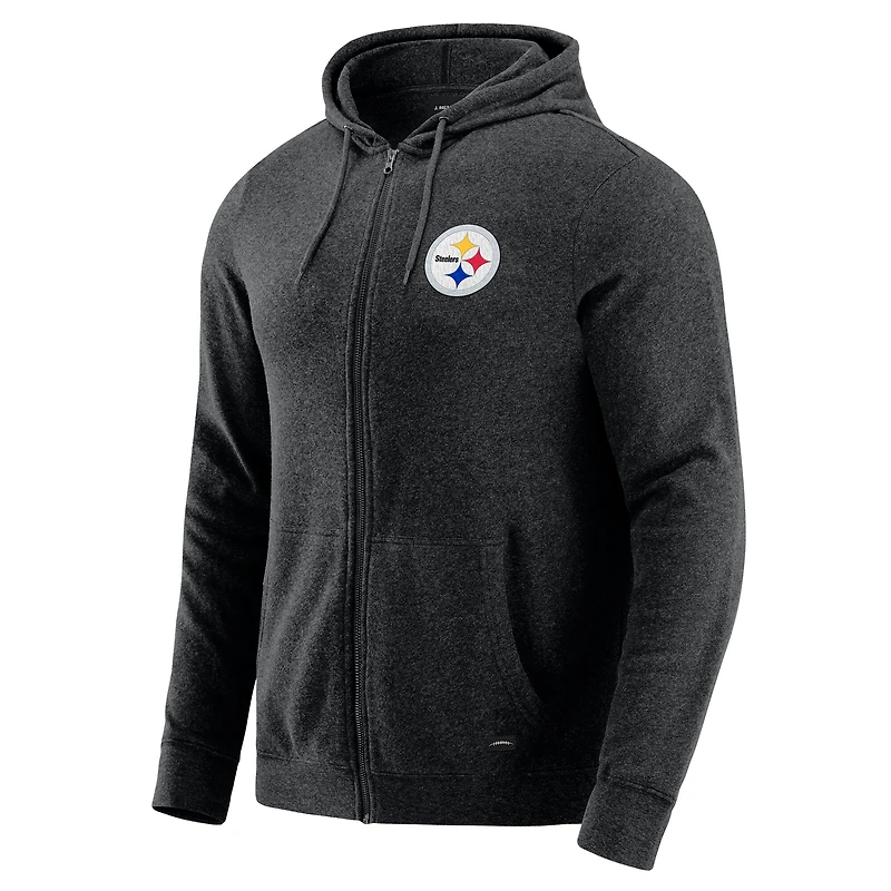 Men's J. Palmer Dark Heather Gray Pittsburgh Steelers Players Lounge Tri-Blend Full-Zip Hoodie