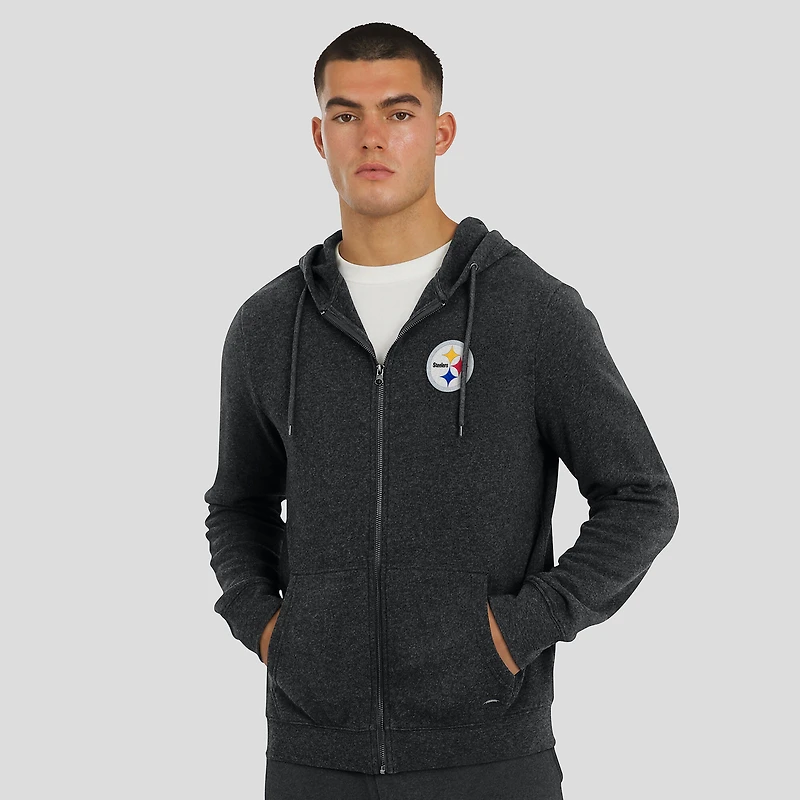 Men's J. Palmer Dark Heather Gray Pittsburgh Steelers Players Lounge Tri-Blend Full-Zip Hoodie