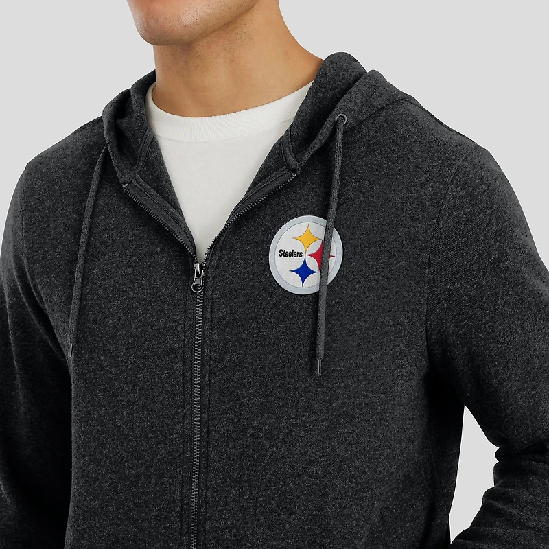 Men's J. Palmer Dark Heather Gray Pittsburgh Steelers Players Lounge Tri-Blend Full-Zip Hoodie