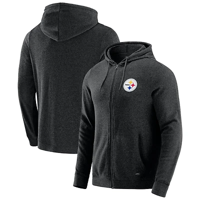 Men's J. Palmer Dark Heather Gray Pittsburgh Steelers Players Lounge Tri-Blend Full-Zip Hoodie