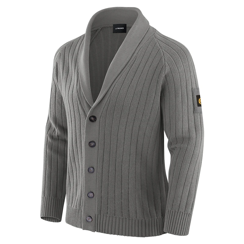 Pull raglan The Playmaker Cardigan graphite J. Palmer pour homme des Pittsburgh Steelers