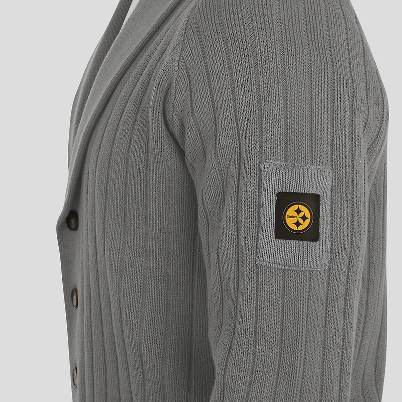 Men's J. Palmer Graphite Pittsburgh Steelers The Playmaker Cardigan Raglan Sweater