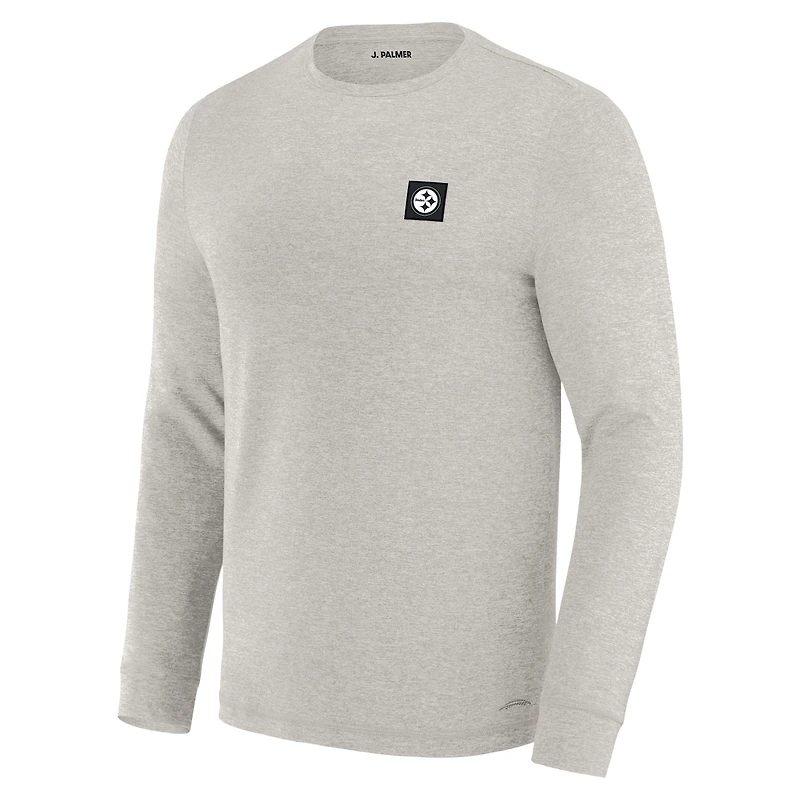 T-shirt à manches longues gris J. Palmer pour homme des Pittsburgh Steelers