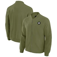 Veste légère à fermeture éclair complète J. Palmer Olive Pittsburgh Steelers Cover-4 Tri-Blend pour homme