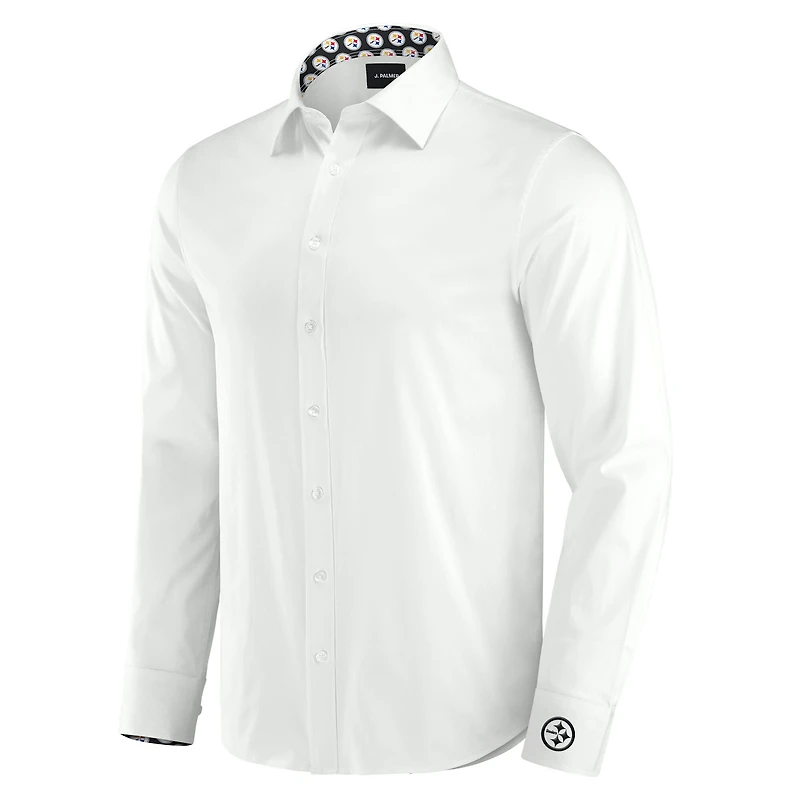 Chemise boutonnée à manches longues pour homme J. Palmer White Pittsburgh Steelers Man-In-Motion
