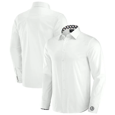 Chemise boutonnée à manches longues pour homme J. Palmer White Pittsburgh Steelers Man-In-Motion