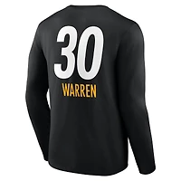 Men's Jaylen Warren Black Pittsburgh Steelers Team Wordmark Name & Number Long Sleeve T-Shirt