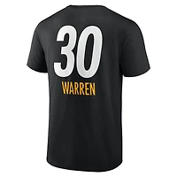 T-shirt noir Jaylen Warren pour homme avec nom et numéro de l'équipe des Pittsburgh Steelers