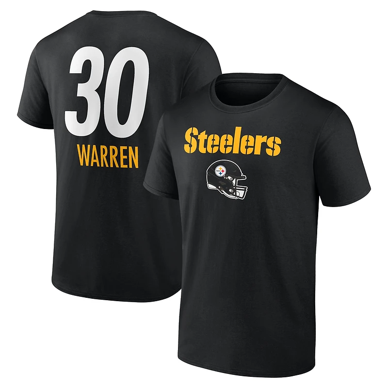 Men's Jaylen Warren Black Pittsburgh Steelers Team Wordmark Name & Number T-Shirt