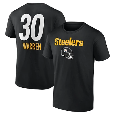 Men's Jaylen Warren Black Pittsburgh Steelers Team Wordmark Name & Number T-Shirt