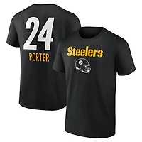 T-shirt noir Joey Porter Jr. pour homme, avec nom et numéro de l'équipe des Steelers Pittsburgh